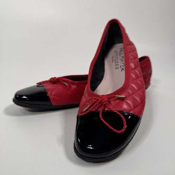 Paul Mayer Attitudes Quilted Red Ballet Flats Size 5.5 US /36 EU NWOT Spain - Picture 1 of 9